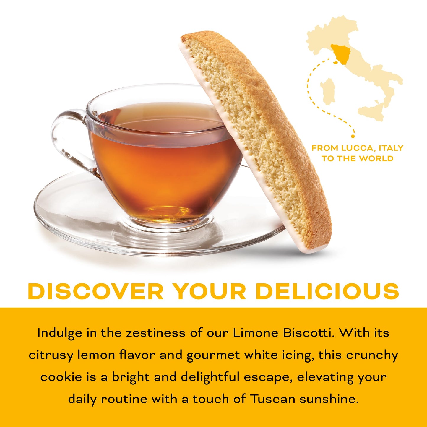 Nonnis Limone Lemon-Iced Biscotti Cookies - Individually Wrapped Italian Tea-Time Snack, Crunchy Twice-Baked, 110 Cal Each, 21.