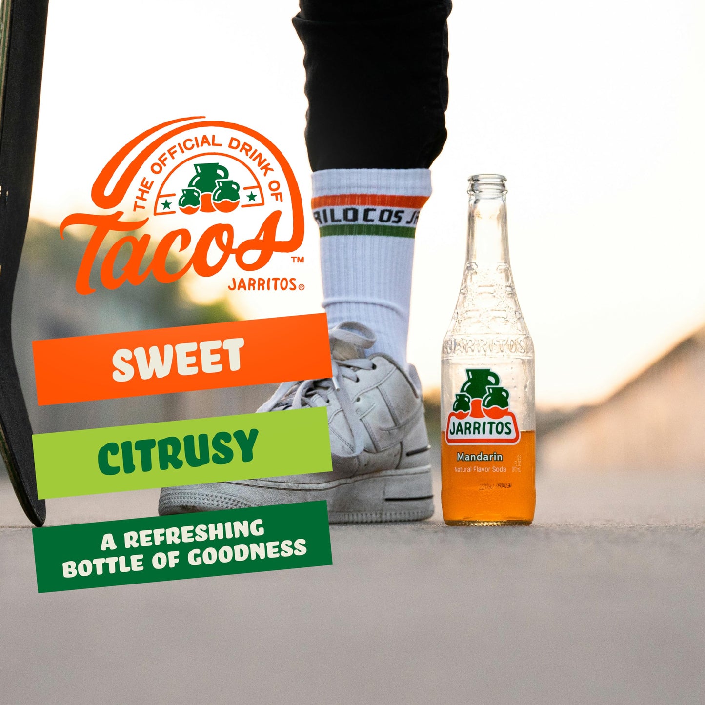 Jarritos Mandarin Soda - 17.7 oz (524ml), Made with Real Cane Sugar, 24 Bottles, Natural Flavor, Model 015501