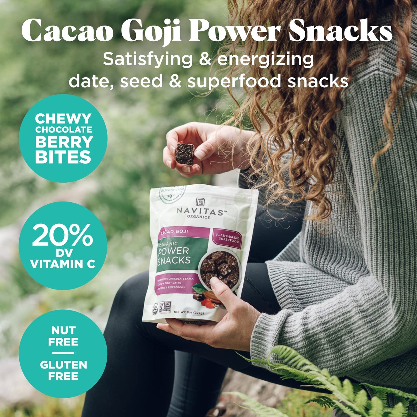 Navitas Organics Superfood Power Snacks, Cacao Goji, 8 Oz. Bag, 11 Servings - Organic, Non-Gmo, Gluten-Free