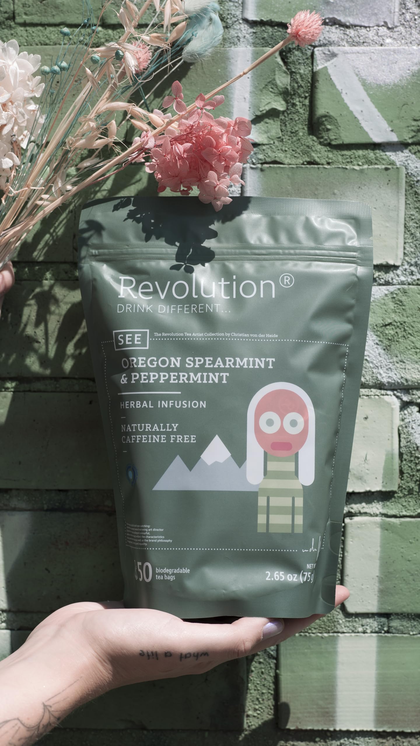 Revolution Southern Mint Herbal Tea - Oregon Spearmint & Peppermint - Biodegradable Infuser Bags - 50 Count