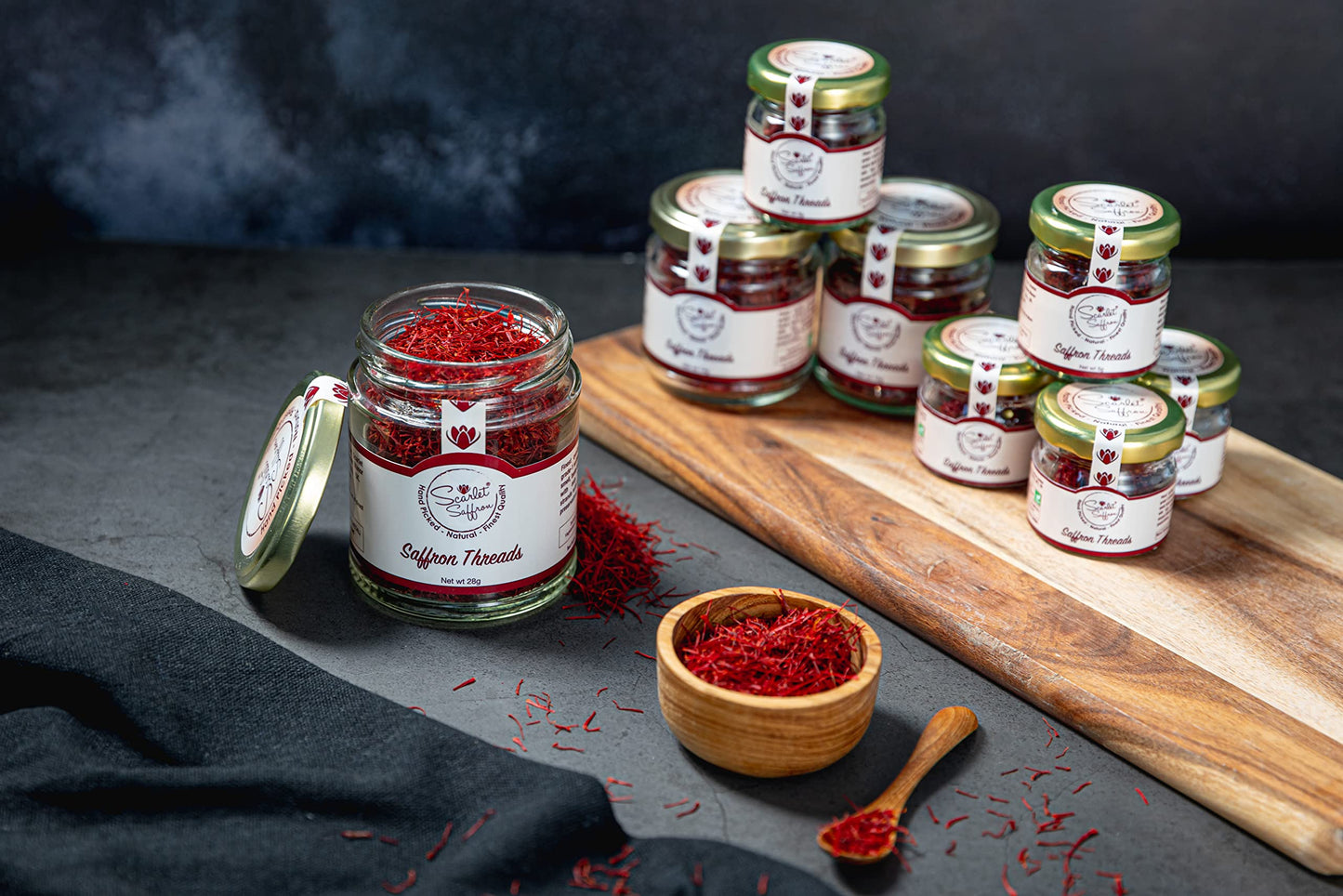Scarlet Saffron, Finest Pure Premium All Red Spanish Saffron Threads, Grade A+, Highest Grade Saffron for Tea, Paella, Rice, Des