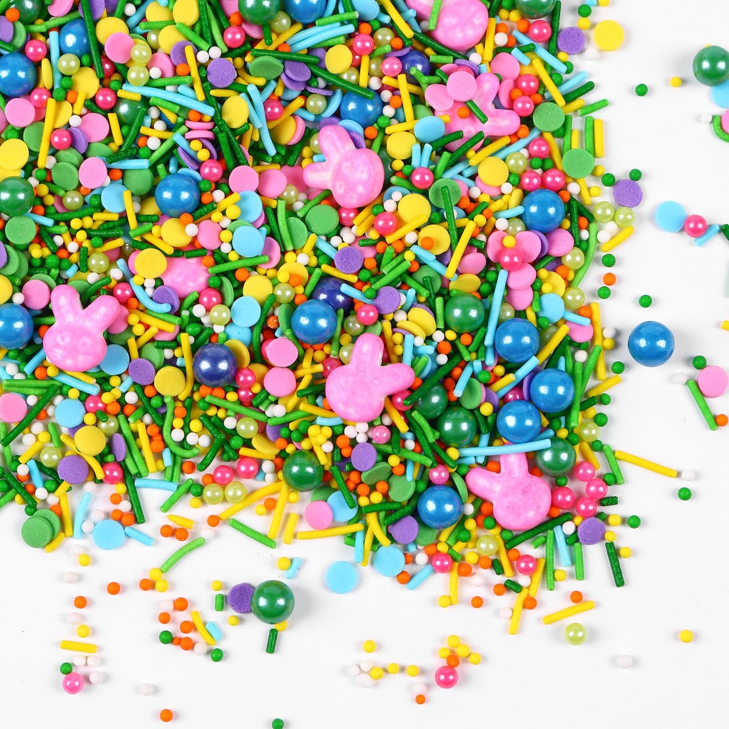 Edible Easter Sprinkles for Cake Decorating, Edible Rabbit Sprinkles, Round Sprinkles, Pearl Sprinkles, and Jimmy Sprinkles for 
