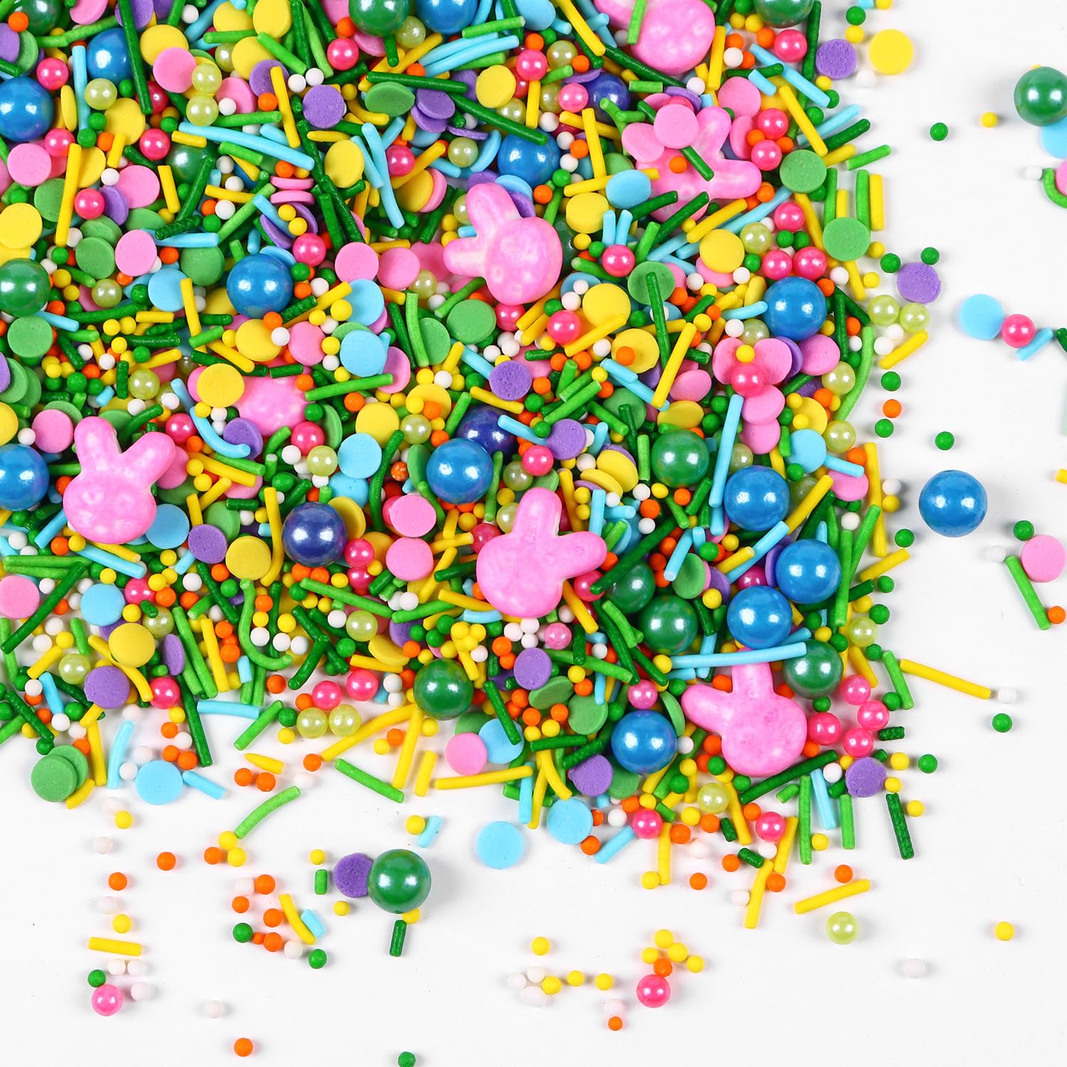Edible Easter Sprinkles for Cake Decorating, Edible Rabbit Sprinkles, Round Sprinkles, Pearl Sprinkles, and Jimmy Sprinkles for 