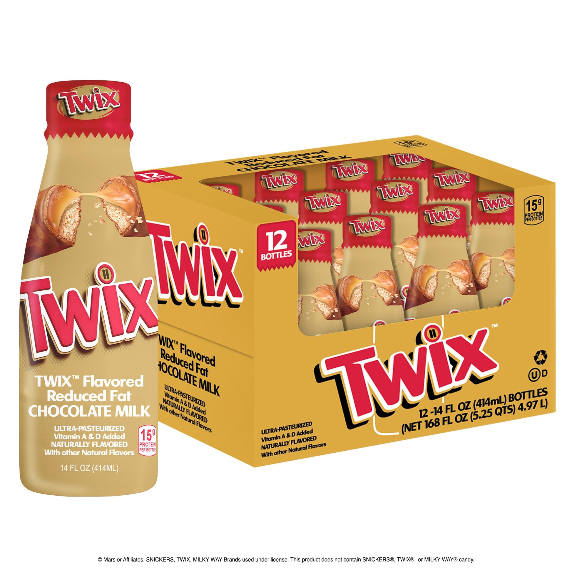 Twix Chocolate Milk - Packed with the flavors of crunchy cookie, delicious caramel and creamy chocolate. Pack of 12, 14 oz Bottl