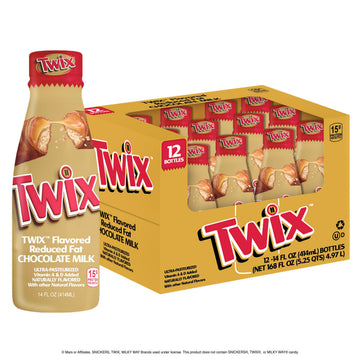 Twix Chocolate Milk - Packed with the flavors of crunchy cookie, delicious caramel and creamy chocolate. Pack of 12, 14 oz Bottl