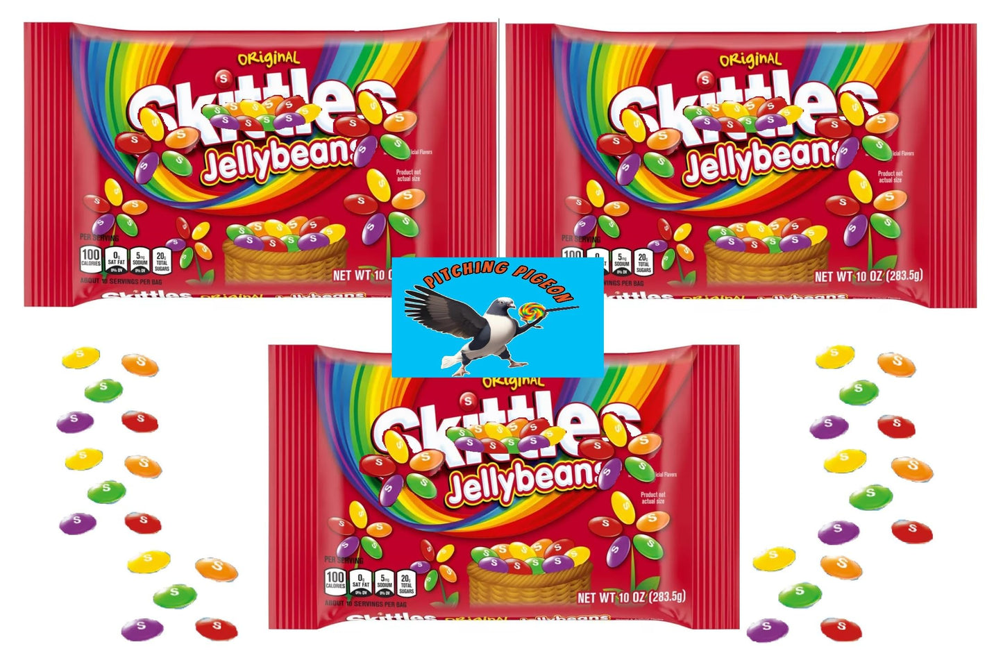 Skittlles Original Easter Jelly Beans Candy 30oz Easter Basket Candy Egg Hunt Stuffers - Includes PITCHING PIGEON Brand Magnet