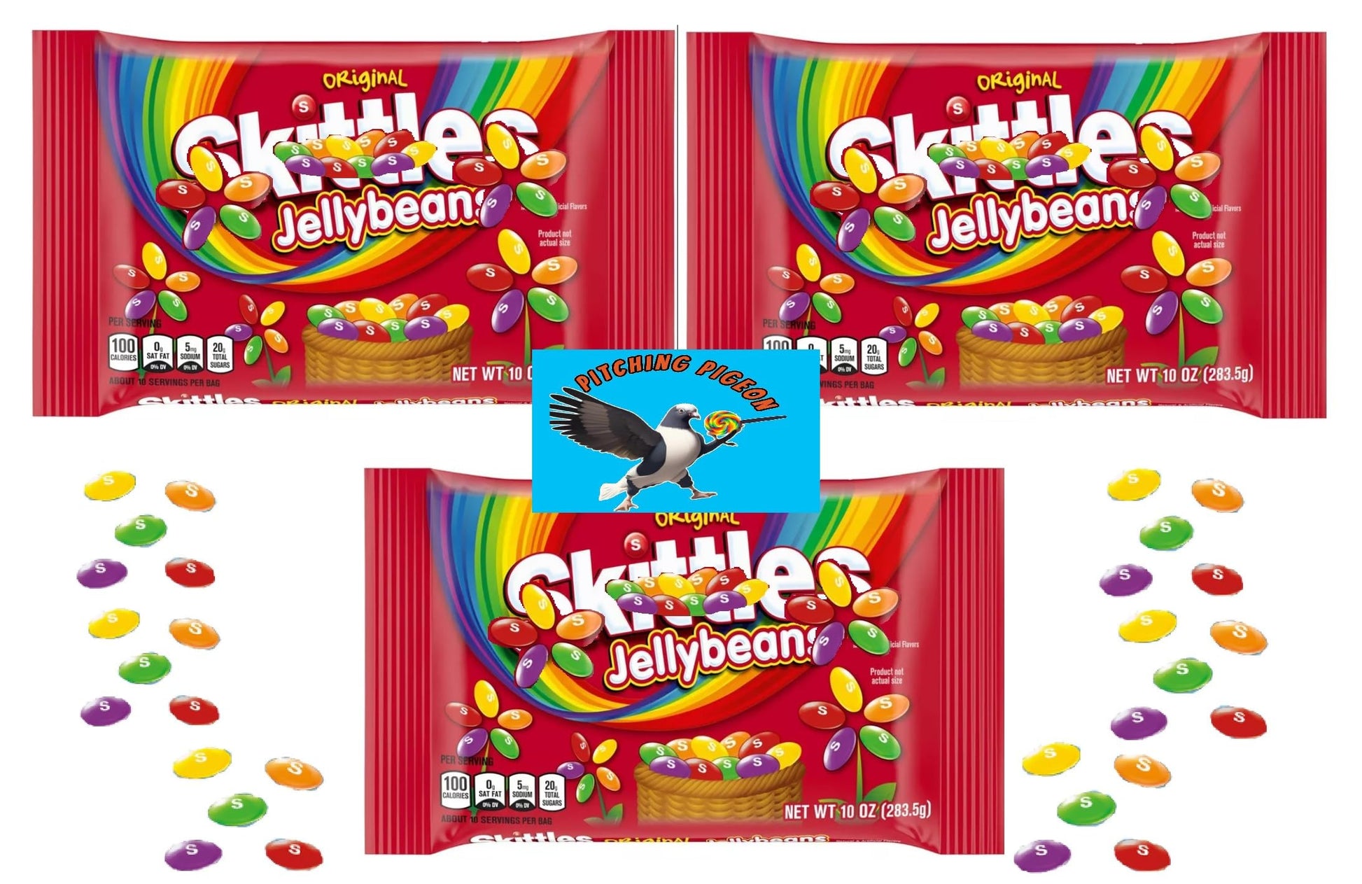 Skittlles Original Easter Jelly Beans Candy 30oz Easter Basket Candy Egg Hunt Stuffers - Includes PITCHING PIGEON Brand Magnet