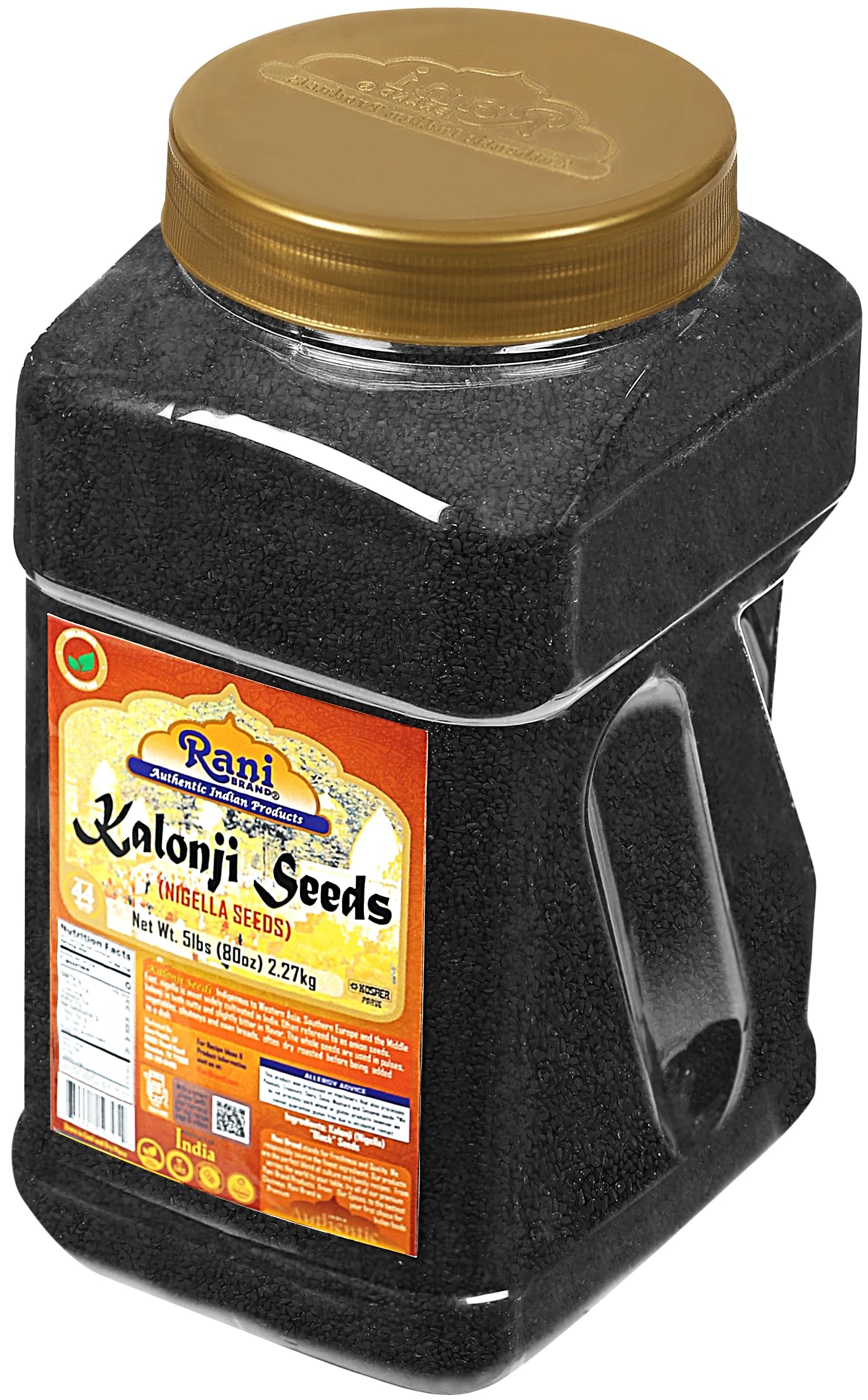 Rani Kalonji (Black Seed, Nigella Sativa, Black Cumin) Seeds 80Oz (5Lbs) 2.27Kg Bulk Pet Jar ~ All Natural | Gluten Friendly | Non-Gmo | Kosher | Vegan | Kosher | Indian Origin