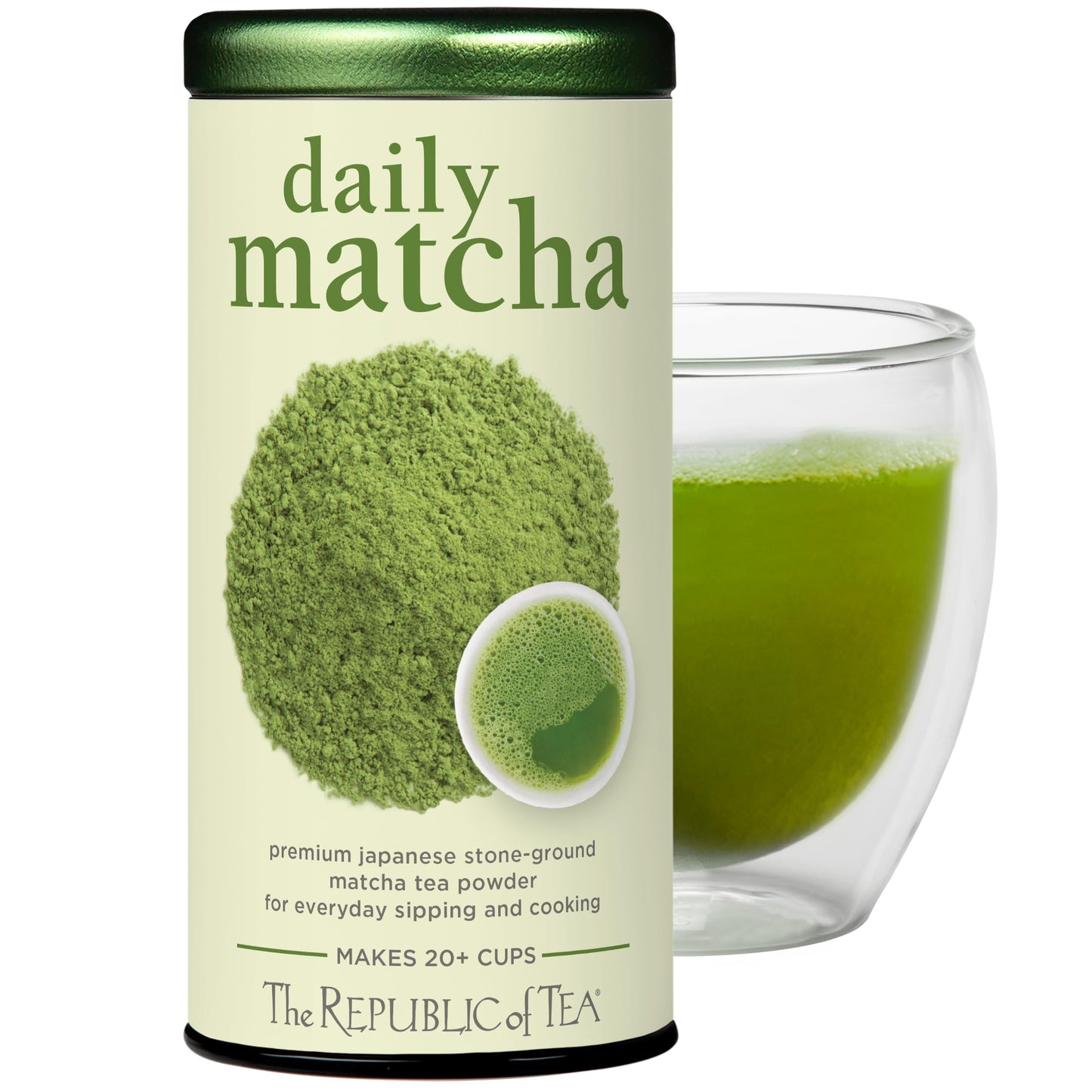 The Republic Of Tea Japanese Daily Matcha Powder  1.5 Oz Tin | Matcha Green Tea | Makes 20+ Cups