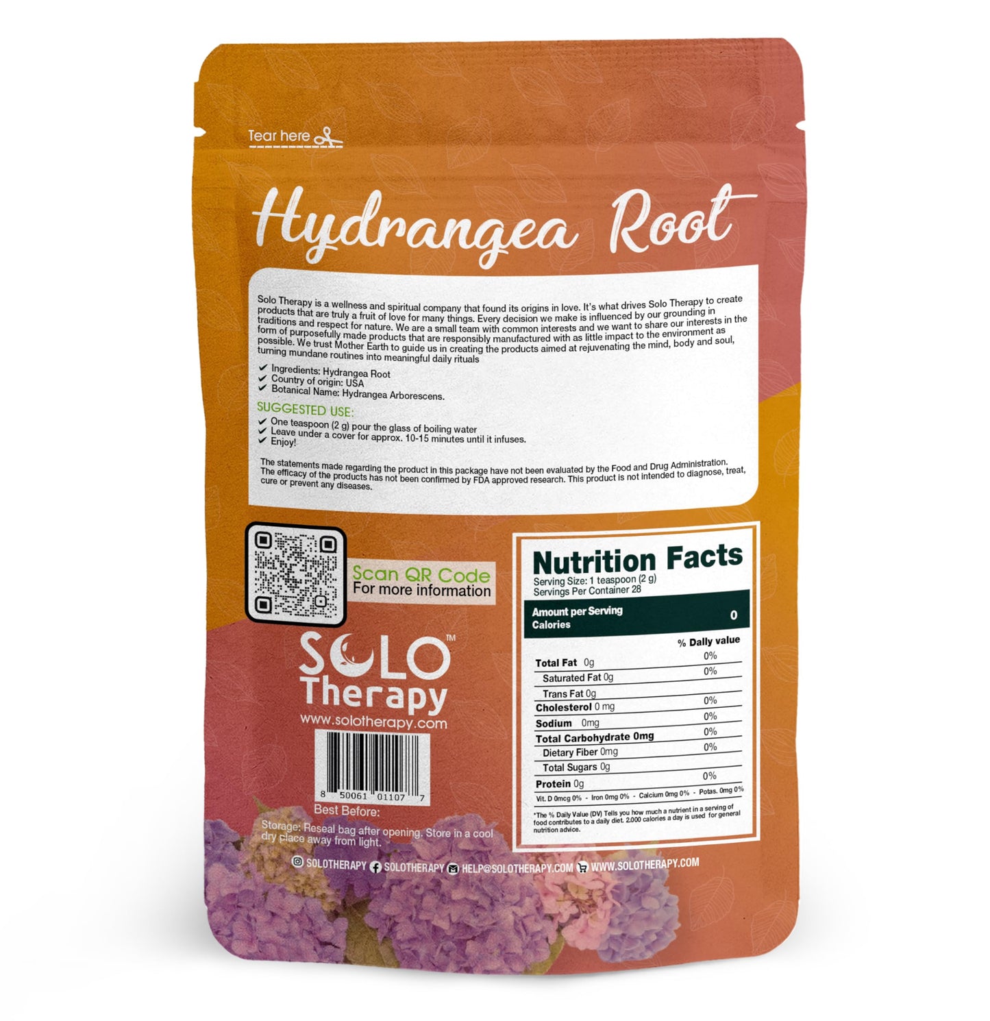 Hydrangea Root Herbal Tea - 56 Grams - Hydrangea Root Tea Resealable Bag - Hydrangea Arborescens - Premium Quality (Hydrangea Root)