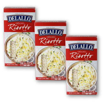 DeLallo Arborio Rice, For Risotto, Made in Italy, Short Grain Rice with High Starch Content, Gluten-Free, Kosher, Non-GMO, Vegan