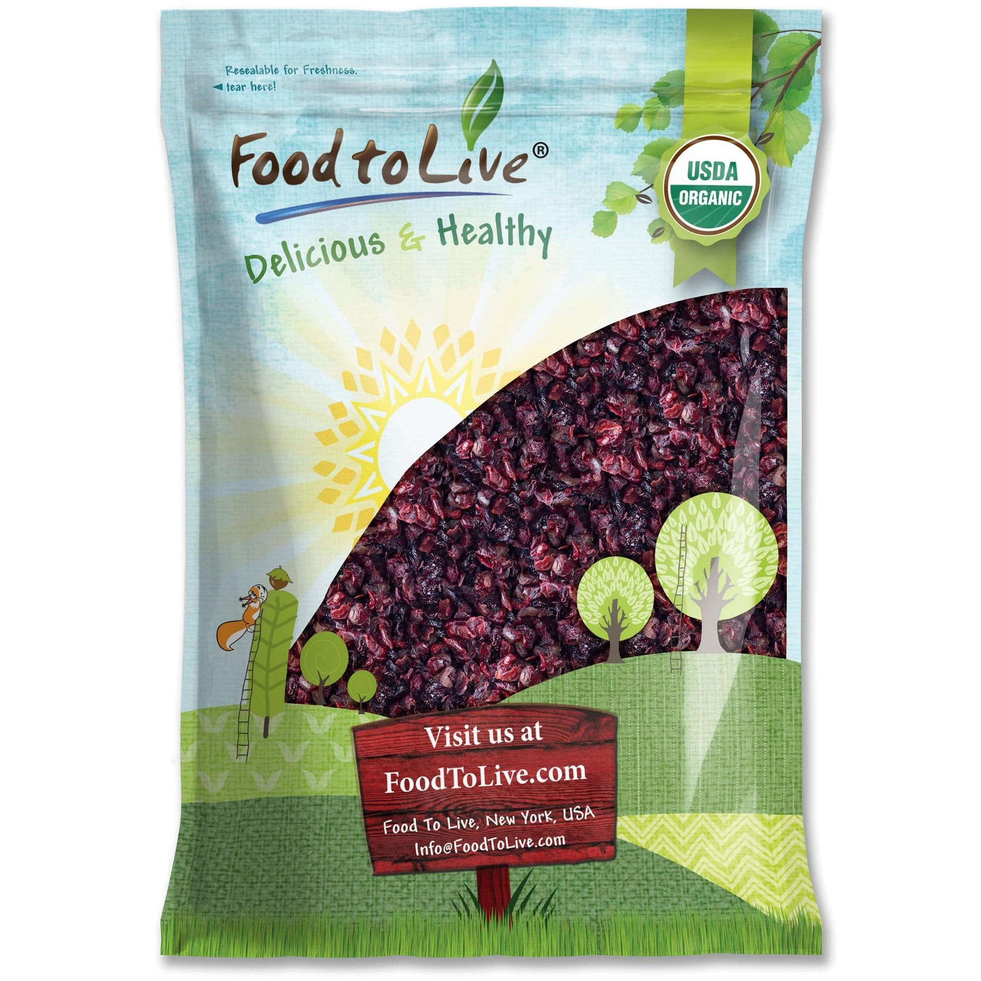 Organic Delightful Berries Mix, 8 Pounds - A Blend of Non-GMO Dried Cherries & Cranberries. Gently Infused with Organic Sugar. L