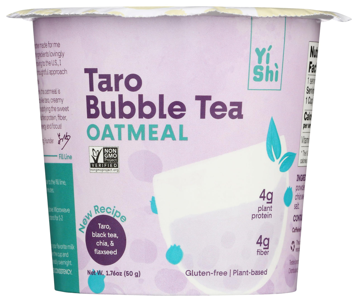 Yishi - Oatmeal Cup Taro Bubble Tea - Case Of 6 - 1.76 Ounces
