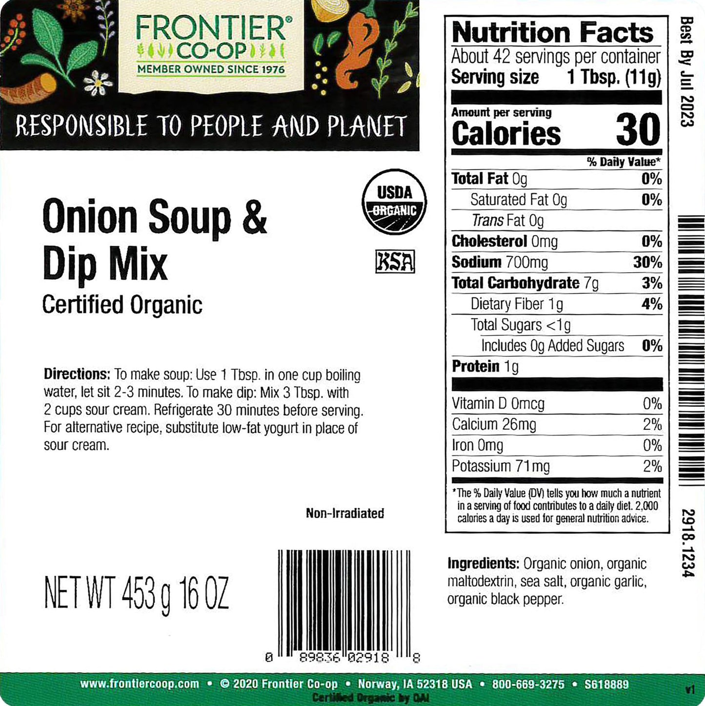 Frontier Co-op Organic Onion Soup & Dip Mix 1lb