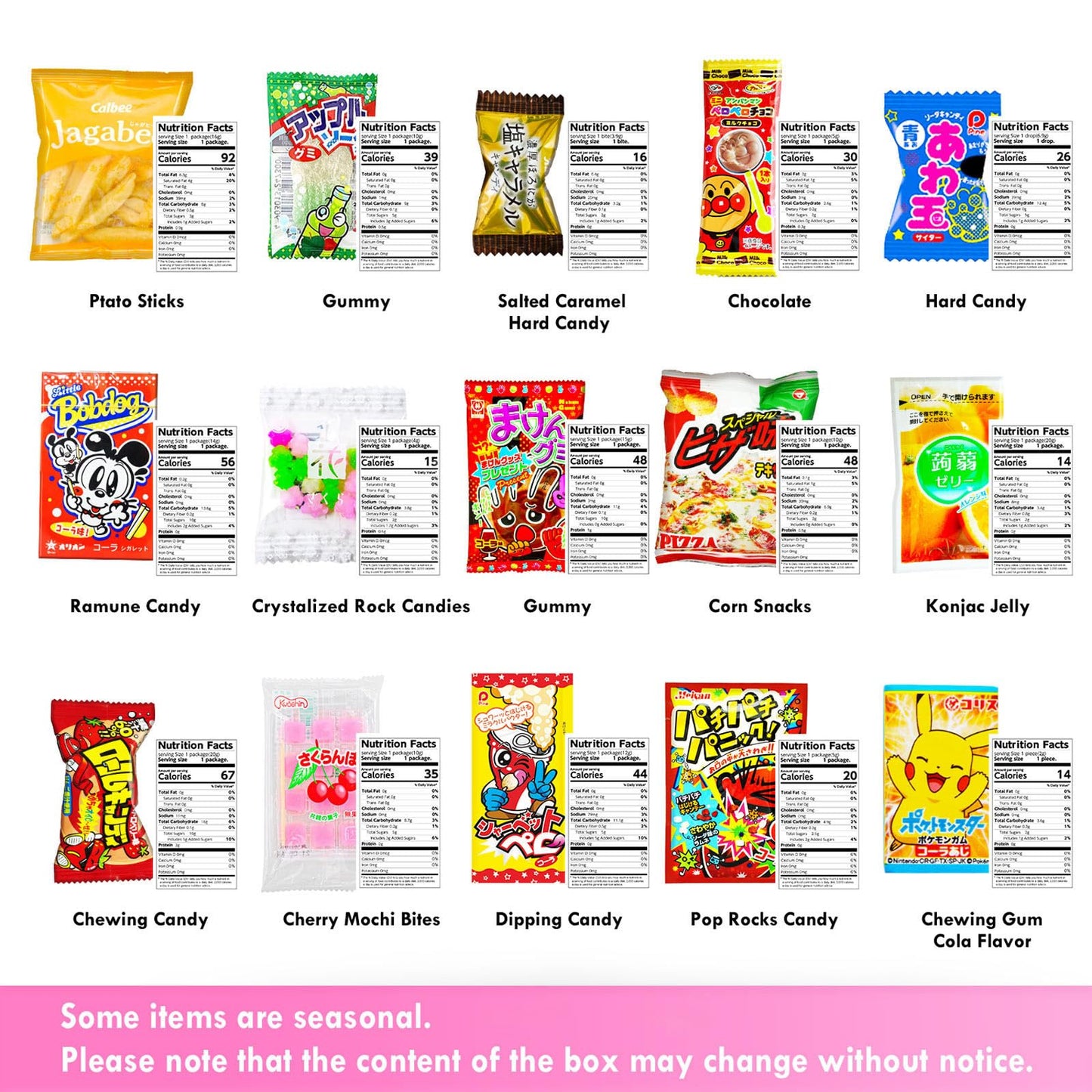 Shogun Candy, 40Pcs Japanese Snacks And Japanese Candy, Popin Cookin Japanese Snack Box, Kawaii Dagashi Box, (Hime(Gluten Free))