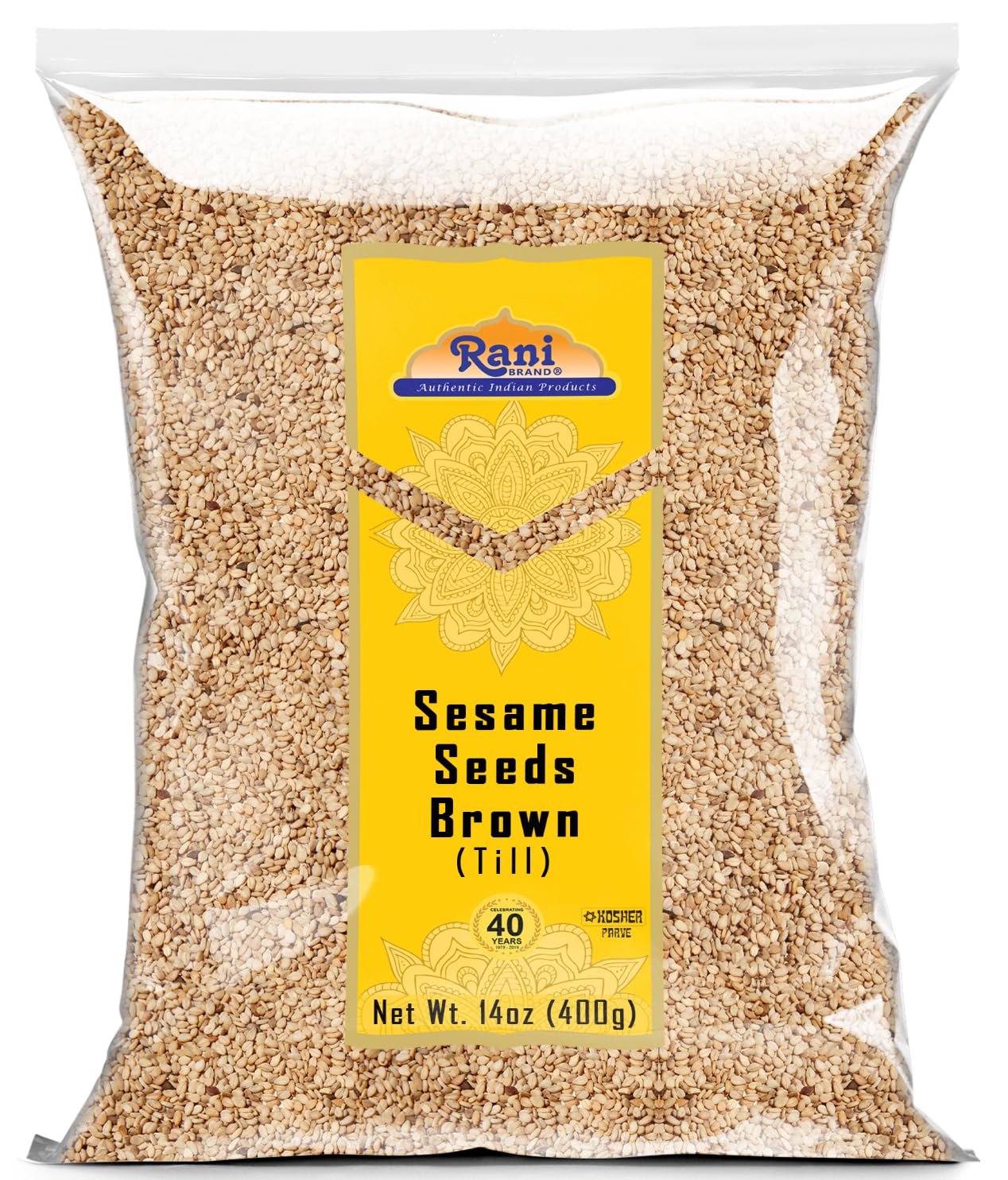 Rani Sesame Seeds Whole Brown, Raw (Till) 14oz (400gm) ~ All Natural | Gluten Friendly | NON-GMO | Kosher | Vegan | Indian Origi