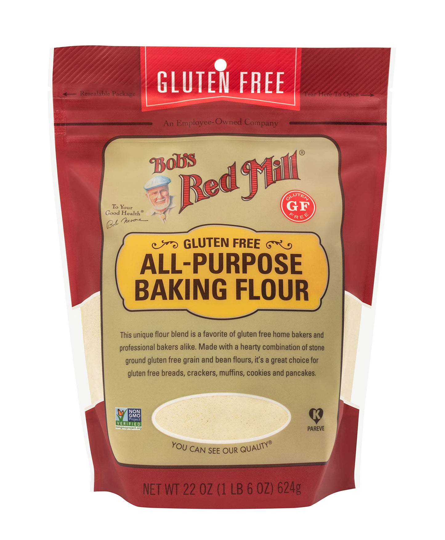 Bob'S Red Mill Gluten Free All Purpose Baking Flour, 22Oz (Pack Of 4) - Vegan, Kosher