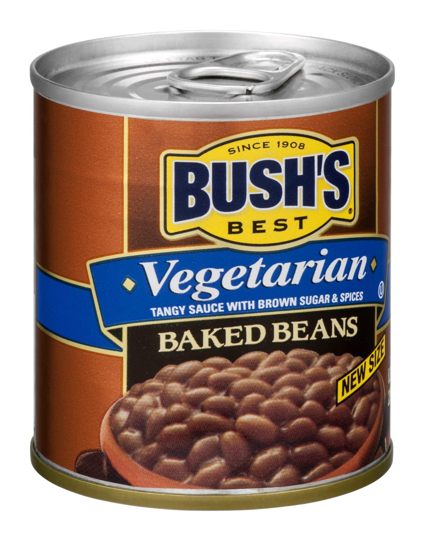 BUSH'S BEST Vegetarian Baked Beans- Canned Beans, Baked Beans,Kosher, Source of Plant Based Protein and Fiber, Low Fat, Gluten F
