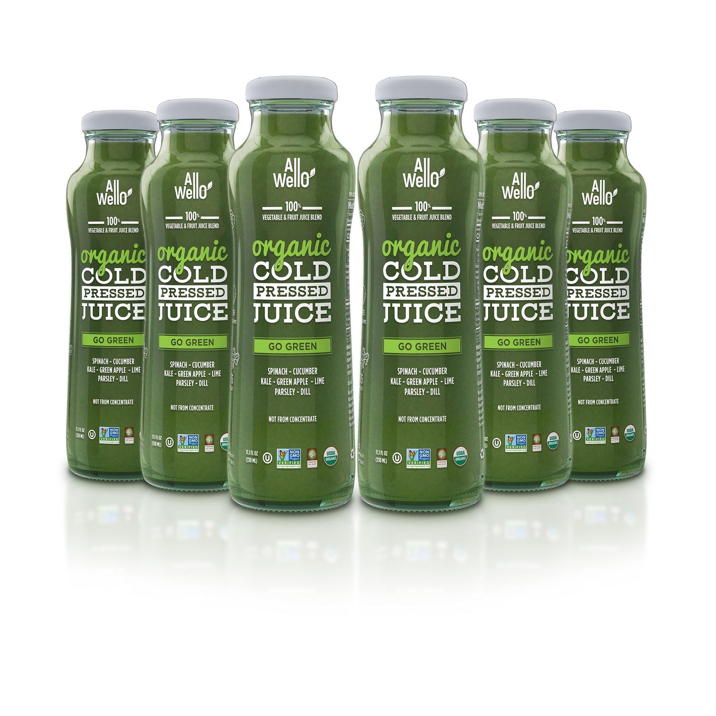 ALLWELLO Organic Cold Pressed Juice Drinks with Real Fruits and Vegetables Gluten Free Non-GMO Healthy Juices No Preservatives N