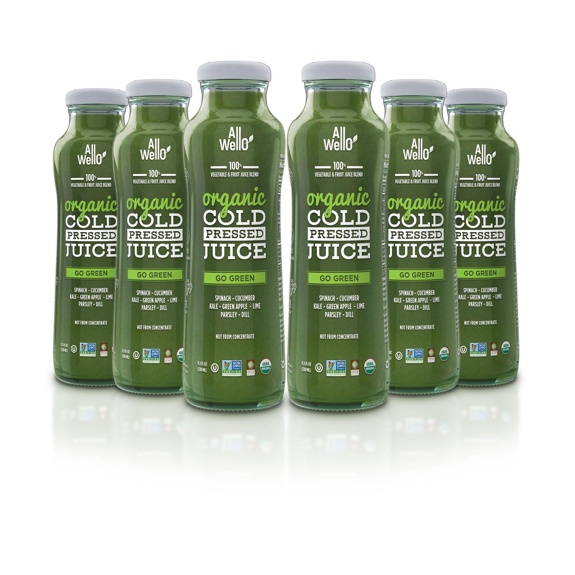 ALLWELLO Organic Cold Pressed Juice Drinks with Real Fruits and Vegetables Gluten Free Non-GMO Healthy Juices No Preservatives N
