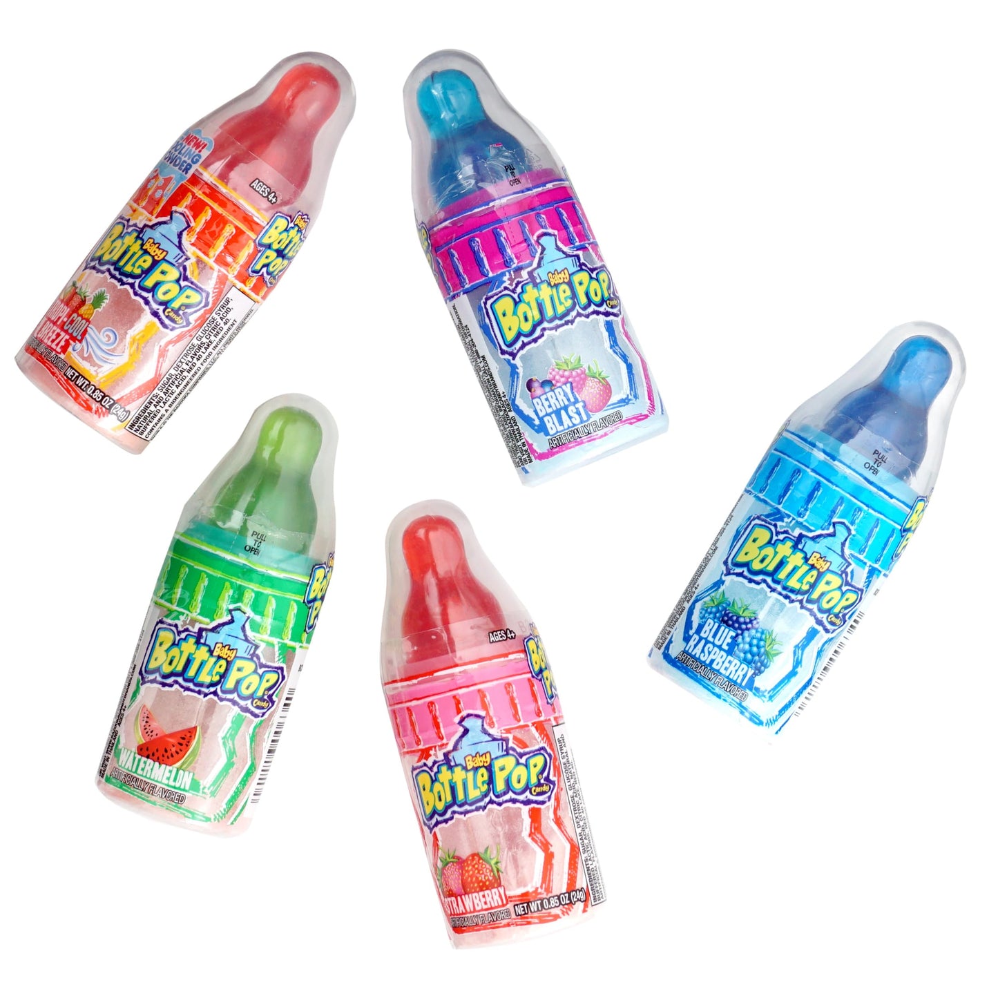Baby Bottle Lollipops Variety Pack, 20 Count Assorted Flavors, Individually Wrapped Bulk Lollipop