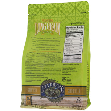 Lundberg Family Farms - Brown Long Grain Rice, Rich & Nutty, Firm Texture When Cooked, 100% Whole Grain, High In Fiber, Vitamins