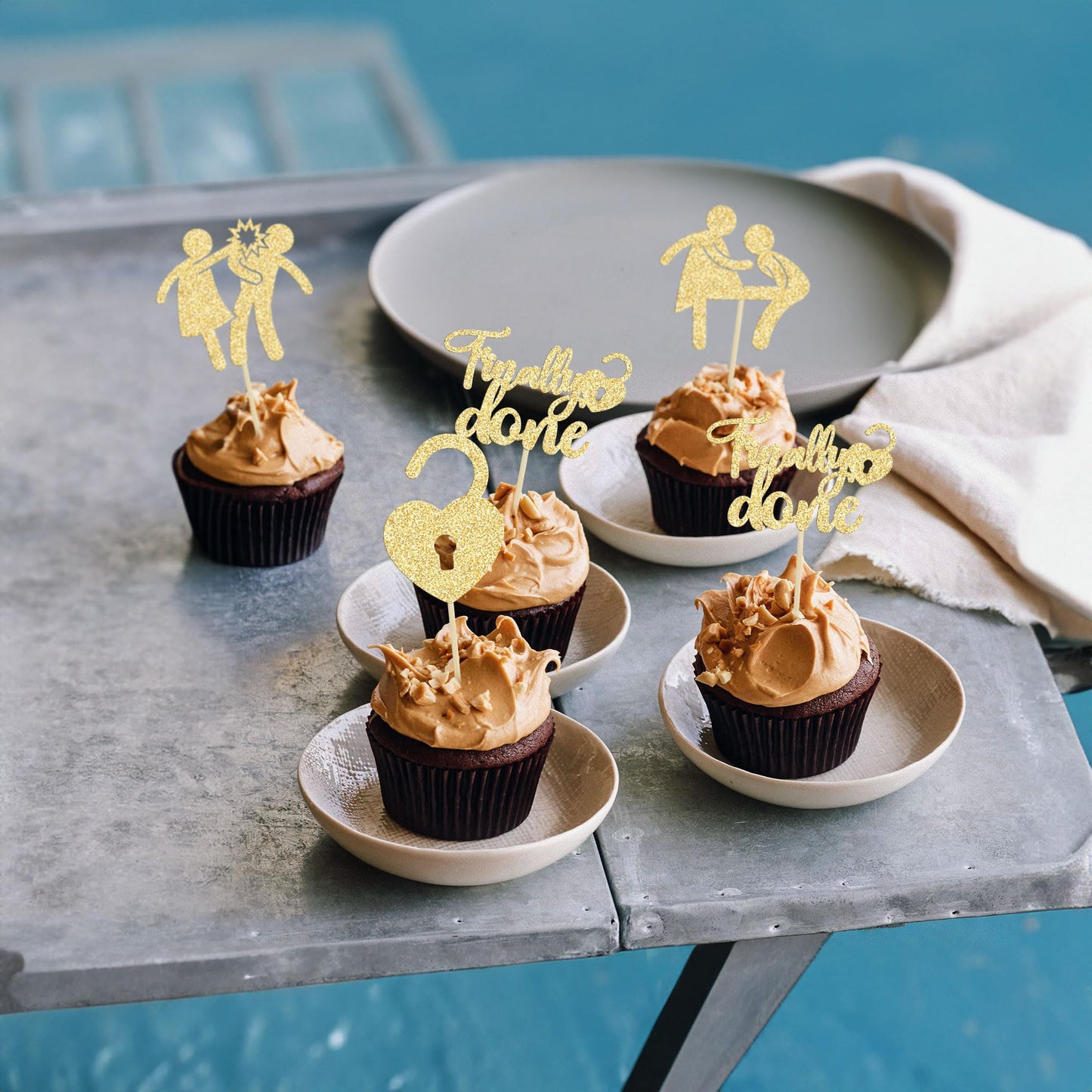 Gyufise 24 Pack Gold Glitter Divorce Cupcake Toppers Boy Bye Finally Done Cupcake Picks Decorations For Divorce Break Up Party Decoration Freedom Party Supplies