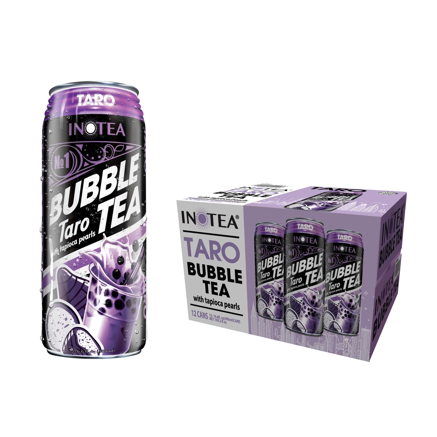 (Pack of 12) INOTEA Bubble Tea | Choose One from 6 Flavors: Brown Sugar, Taro, Honeydew, Banana, Matcha Latte, Sea Salt Coffee |