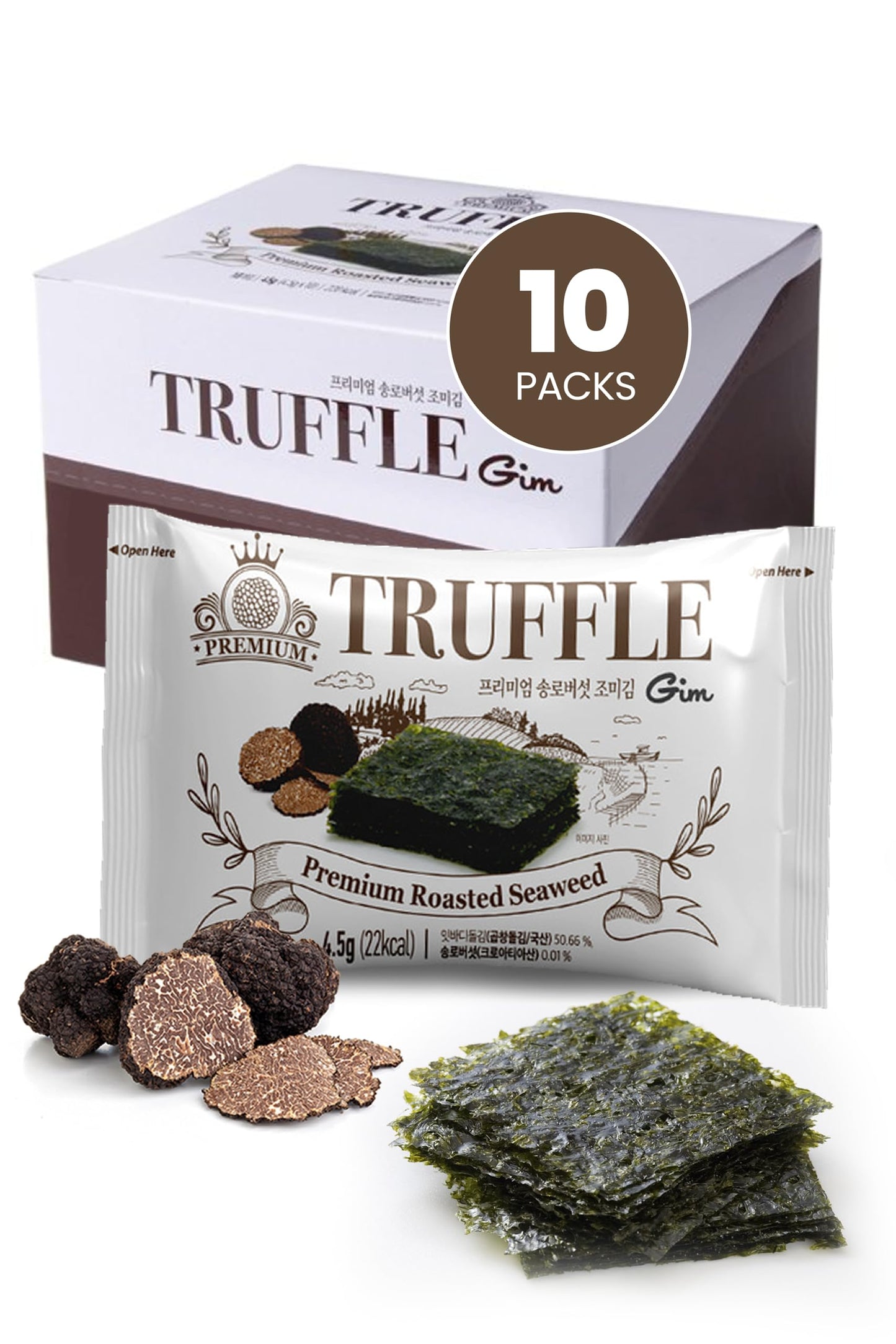 Got Banchan Truffle GIM - Premium Roasted Seaweed Nori Sheets, Low Carb Snack, 0.16 Ounce (Pack of 10)
