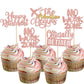 Rsstarxi Cupcake Toppers, Happy Retirement, Rose Gold, Glitter, 24 Pack, No Work Zone, Cake Decorations