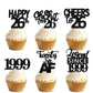 18pcs Black Glitter Happy 26th Dessert Cupcake Topper Pick for Funny Legend Since 1983 Theme Decor Supplies Men Women Happy 26 B