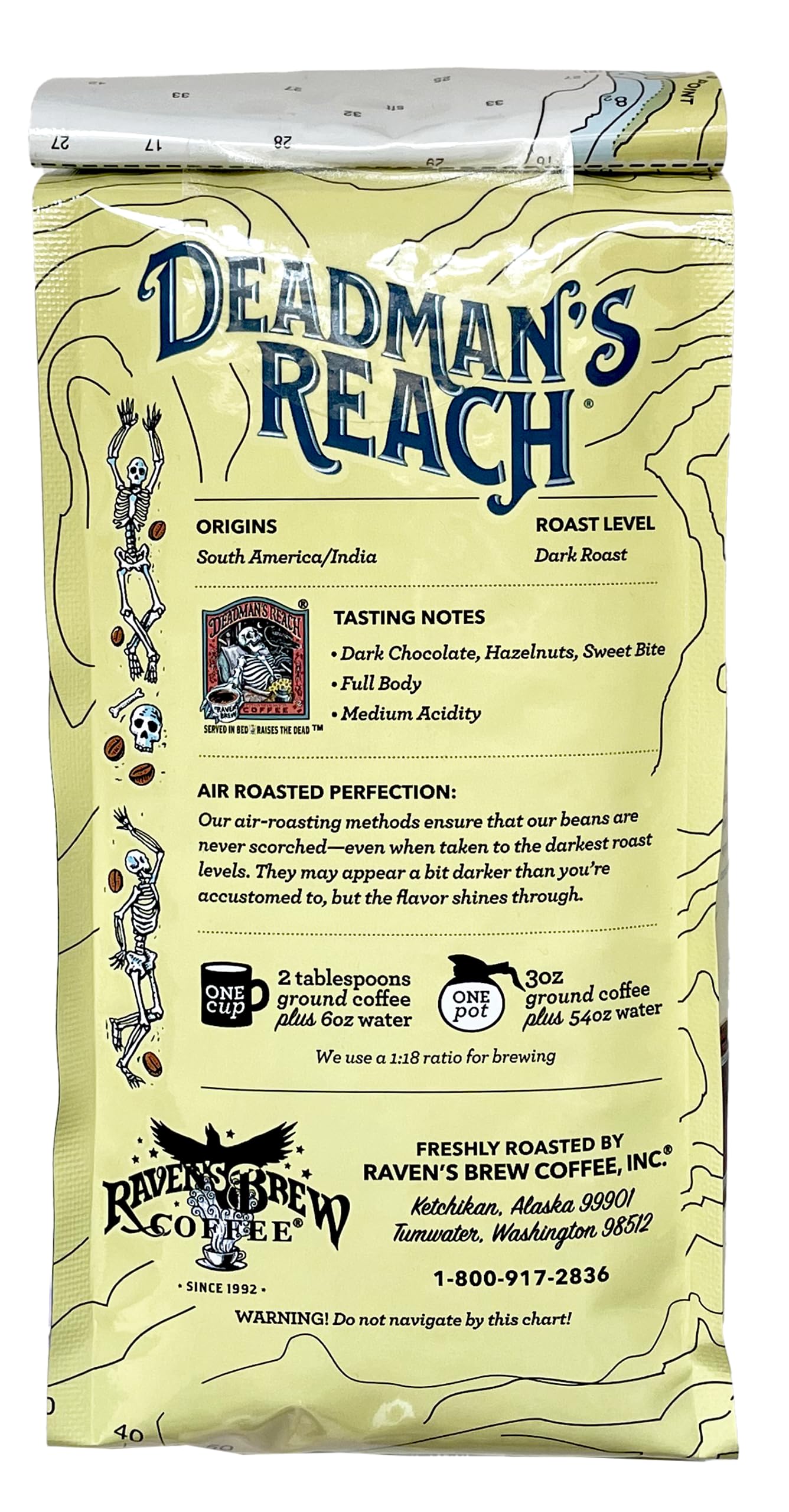 Ravens Brew Coffee Dark Roast High Caffeine Ground Coffee, Deadmans Reach, 2-Pack of 12oz