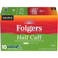 Folgers Half Caff Medium Roast Coffee, Keurig K-Cup Pods, 10 Count
