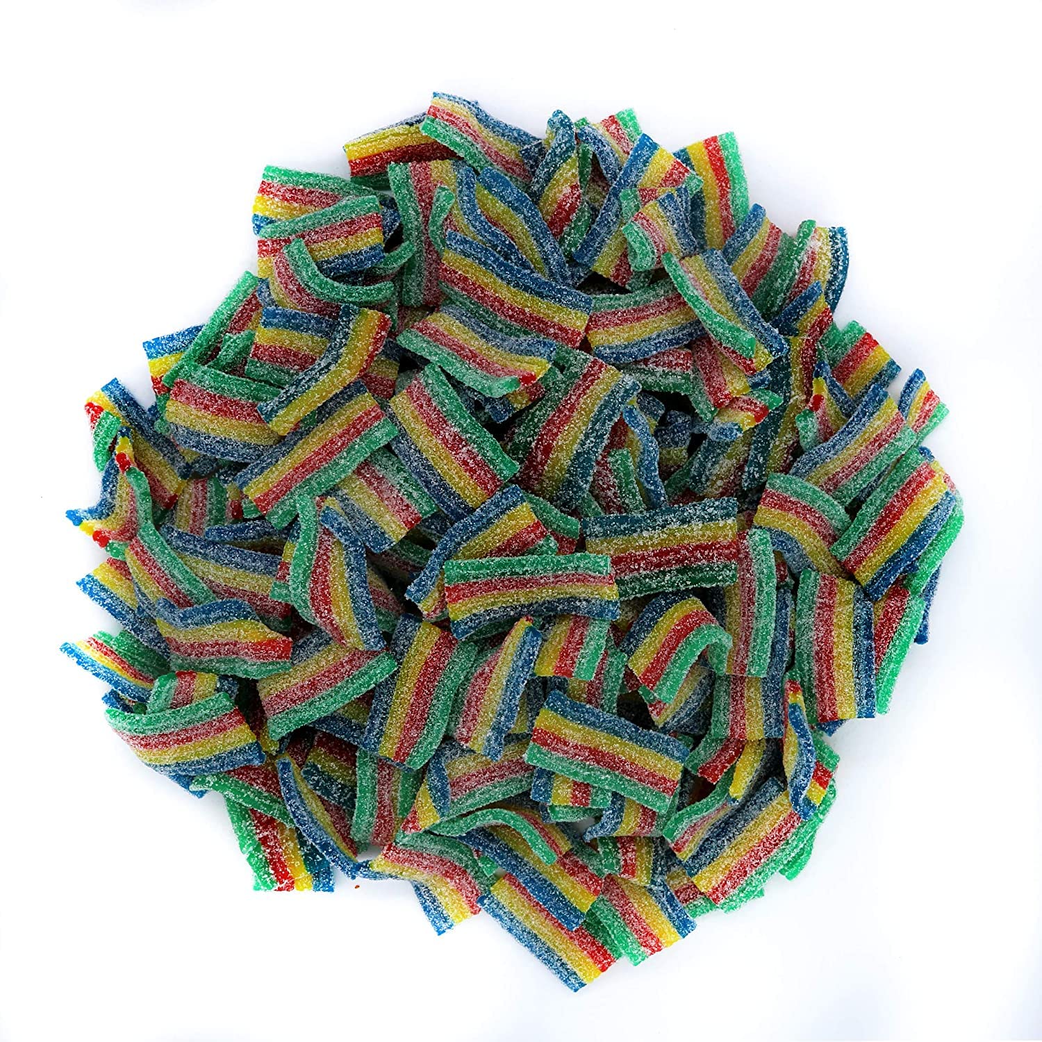 Sour Power Gummy Belts Candy (Sour Rainbow Quattro Mini Bites, 1 Pound)