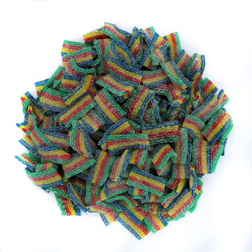 Sour Power Gummy Belts Candy (Sour Rainbow Quattro Mini Bites, 1 Pound)