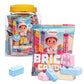 Candy Bricks, 24 Individual Party Favor Bags of Tutti Frutti Flavored Candy Blocks for Construction Themed Fun, Brick Shaped Can