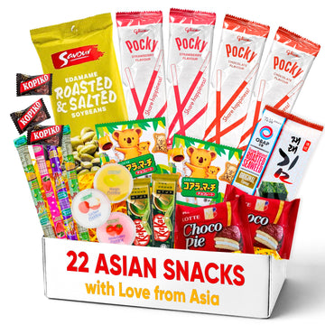 Top-High Standardsian Snack Box (22 Pc) - International Variety Pack From Japan  Korea  And Indonesia - Featuring Pocky  Kitkat & Choco Pie - Exotic Food Gift Set