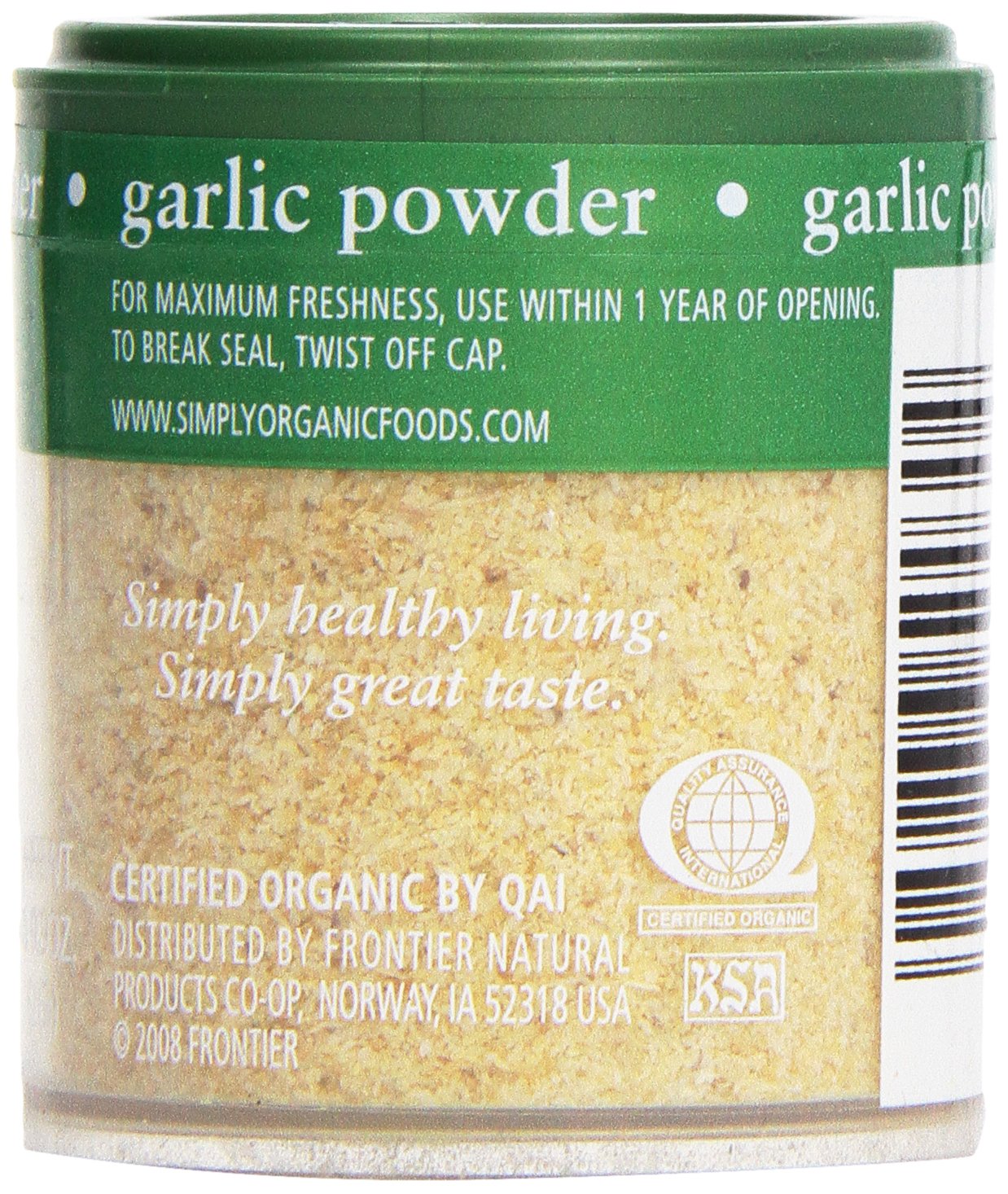 Simply Organic Garlic Powder, Certified Organic | 0.92 oz | Pack of 12 | Allium sativum L.