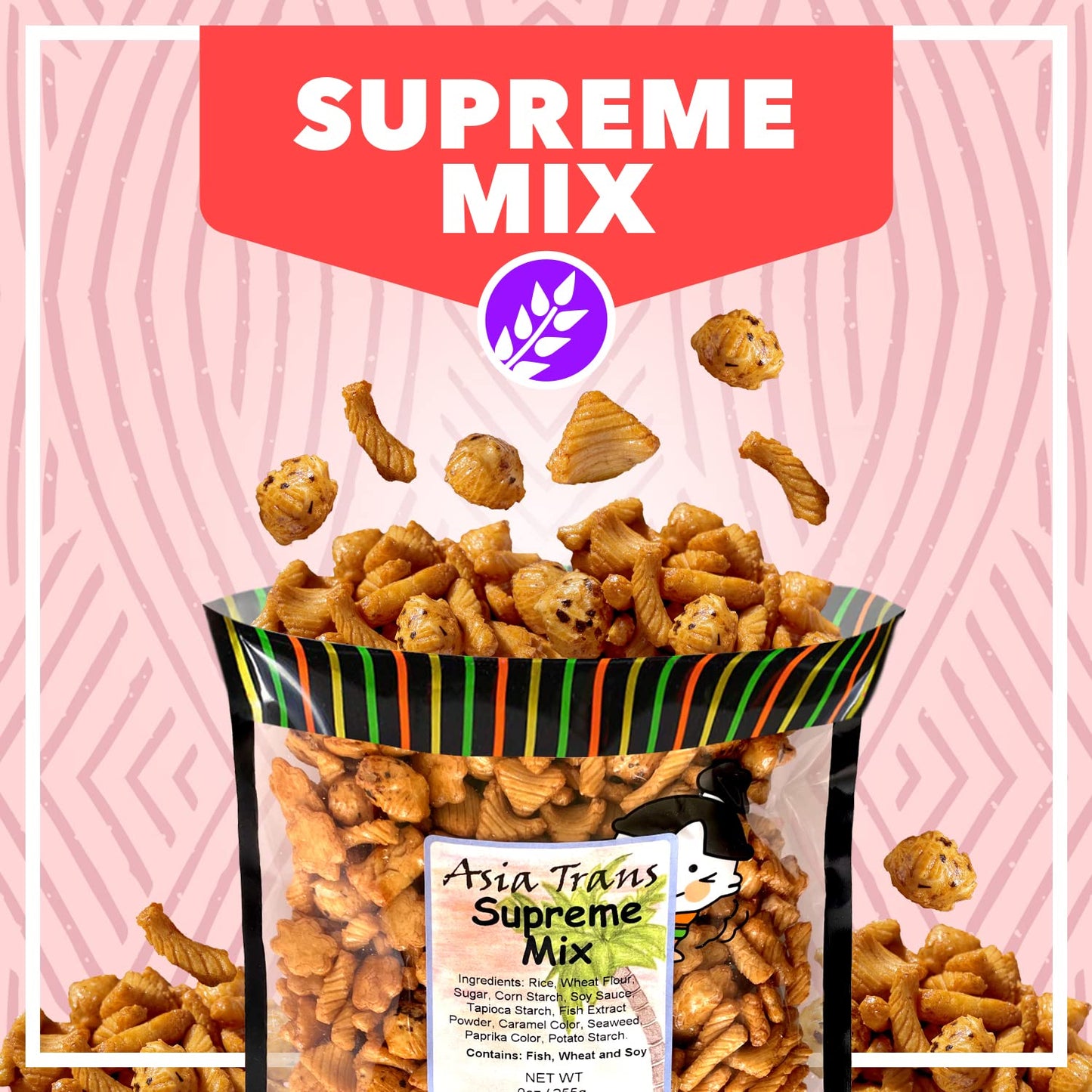 Traditional Supreme Mix Arare Rice Crackers - Mochi Crunch Asian Snack Mix - Sweet, Salty, And Umami Flavor - Crunchy On-The-Go