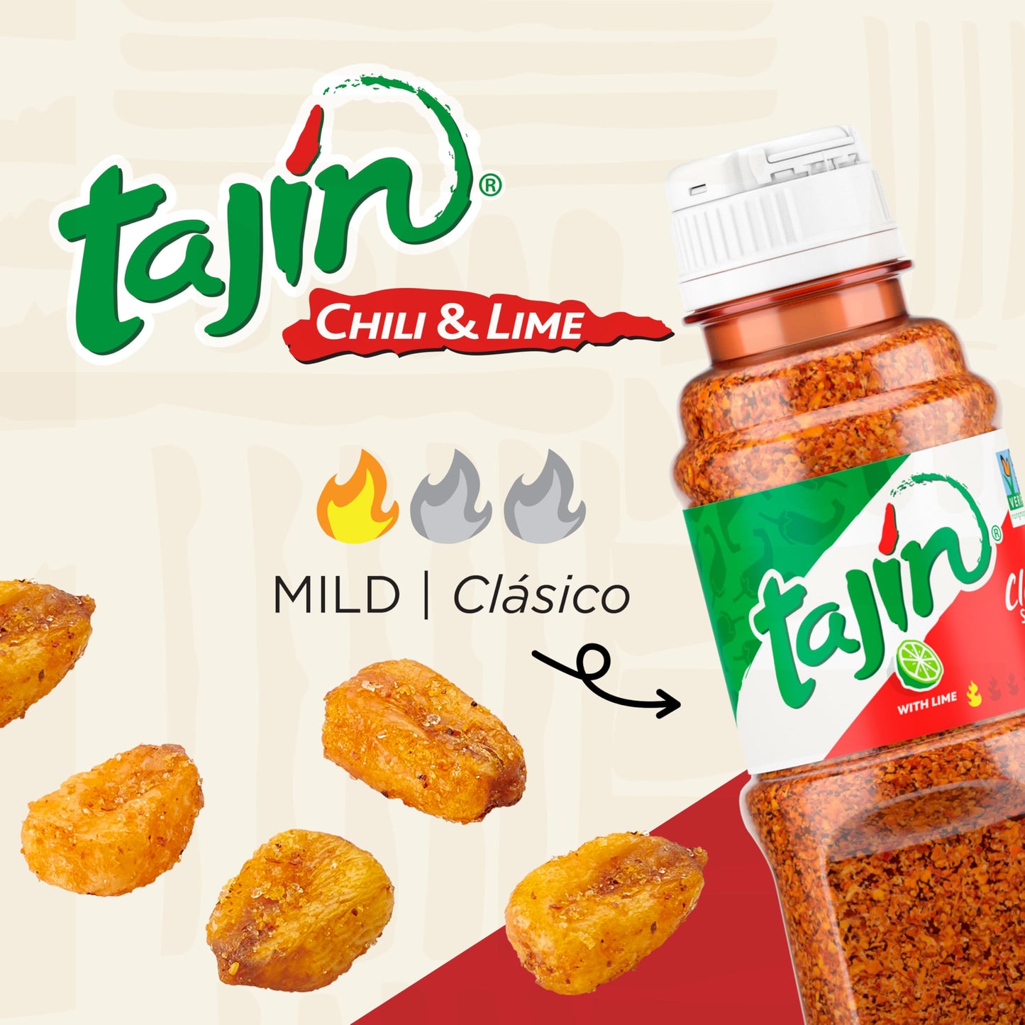 Snak Club Tajin Toasted Corn, Roasted Corn Nuggets with Chili and Lime Seasoning, Mild, Non-GMO, Gluten-Free, Kosher Snack, 1.5