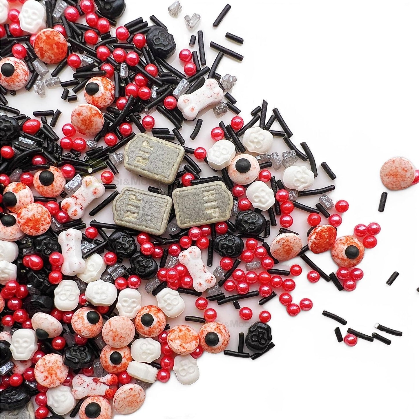 Se Si&Moos Halloween Tombstone Candy Skull Sprinkles Edible Skull Cake Decorations Black And Red Sprinkles Halloween Sprinkles F