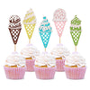 Ercadio 25 Pack Ice Cream Cupcake Toppers Glitter Cupcake Picks for Baby Shower Birthday Summer Hawaii Theme Party Cake Decorati