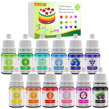 Food Coloring - 12 Color Vibrant Cake Food Coloring Set for Baking, Cooking, Decorating and Fondant - Upgraded Liquid Concentrat