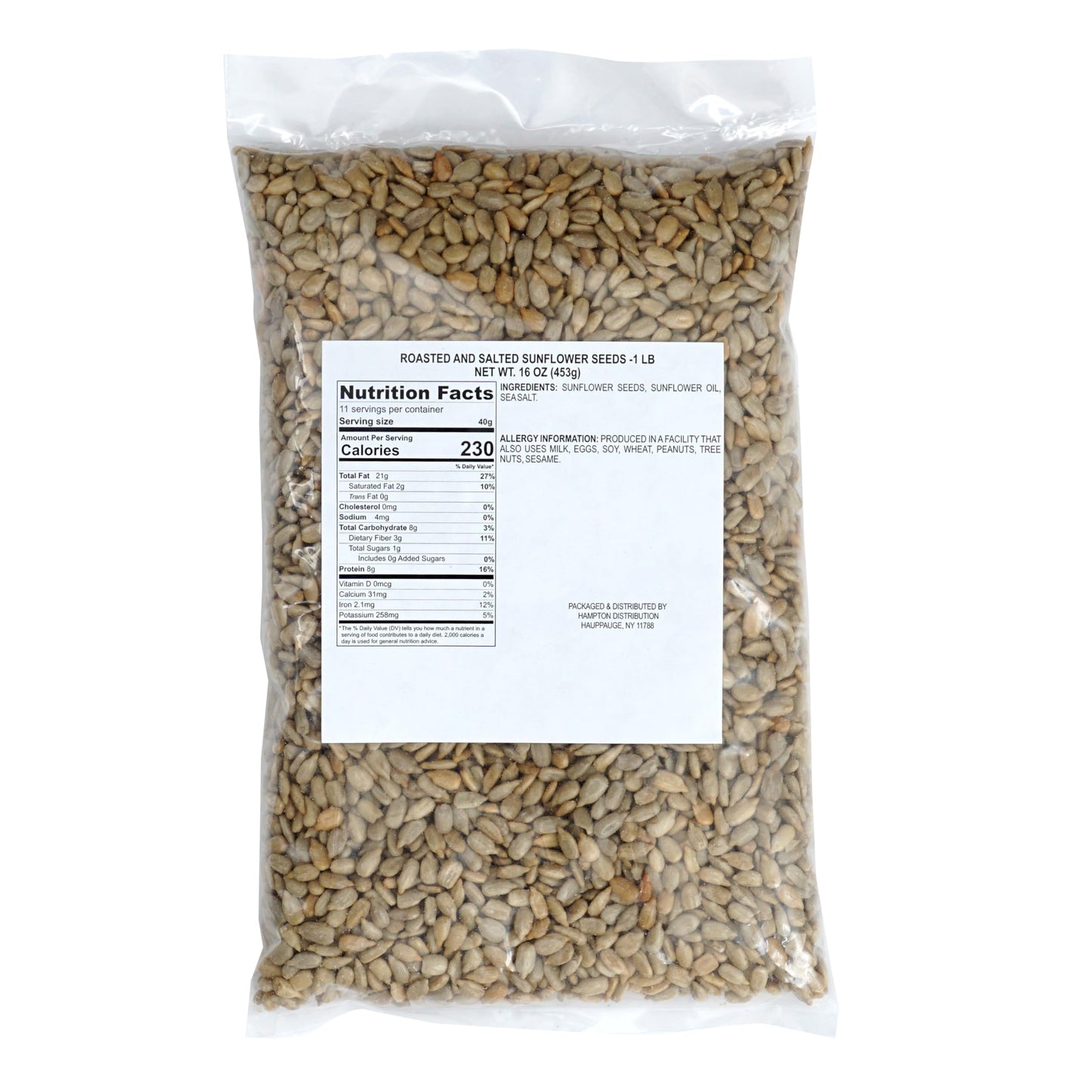 Sunflower Seeds Roasted and Salted  1 Pound Bag  Sunflower Seeds No Shell  16 Ounce Bulk Bag