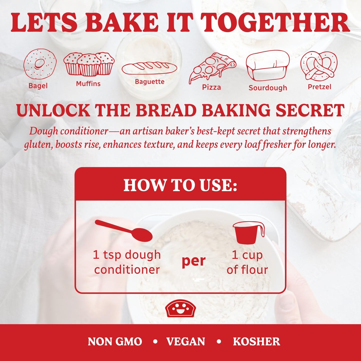 BAKERS CLUB Artisan Dough Conditioner - Baking Enhancer for Texture & Volume - 10oz