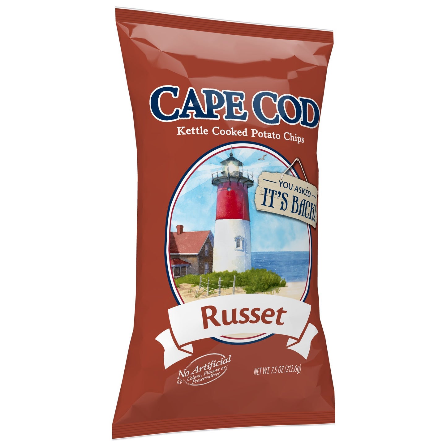 Cape Cod Potato Chips, Russet Kettle Cooked, 7.5 Ounce