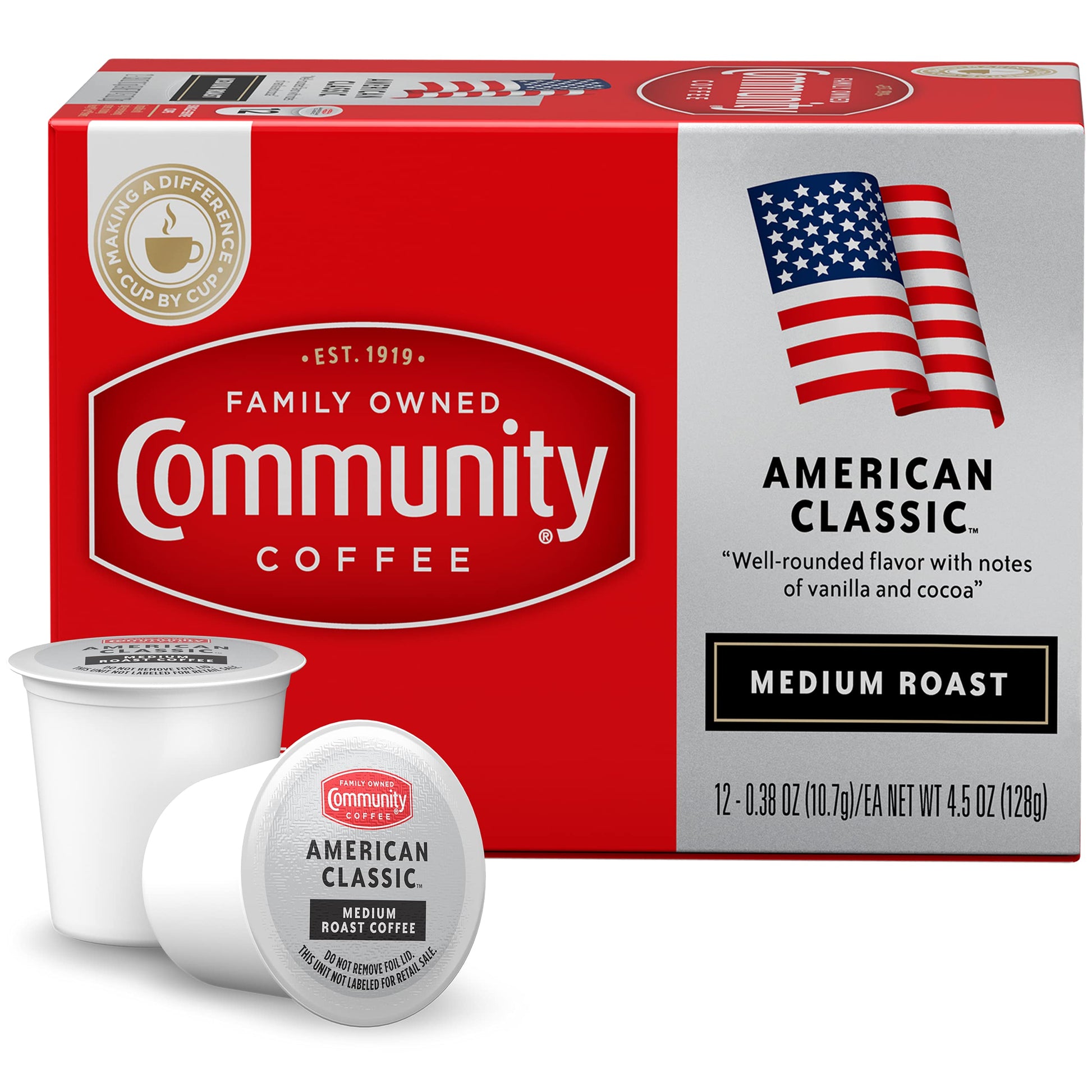 Community Coffee Medium Roast Coffee Pods, 12 Count, Compatible with Keurig 2.0, Red