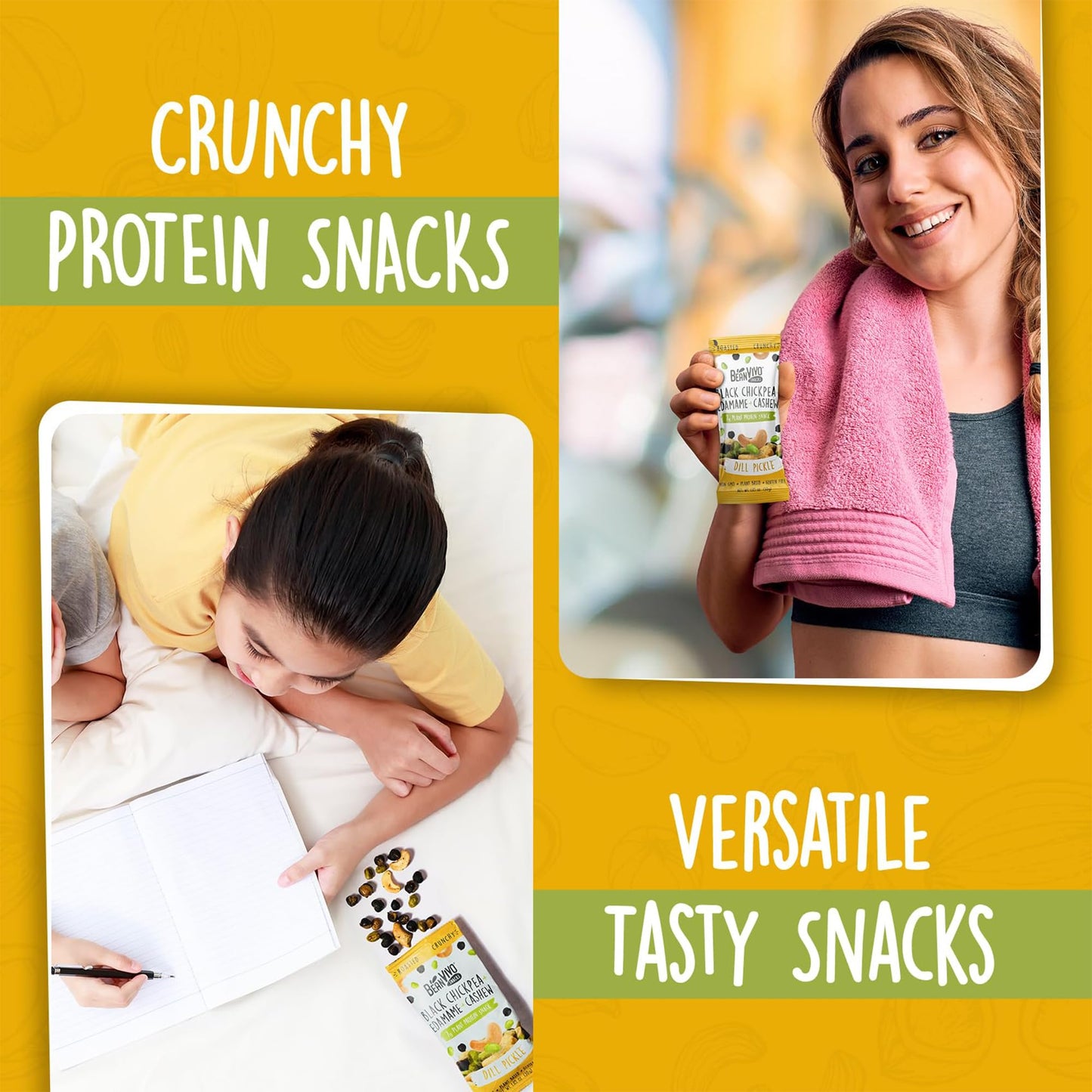 Beanvivo Healthy Snacks For Mature-Themeds & Kids With 7G Protein & 4G Fiber Per Serving With Dried Edamame, Roasted Cashew And Black Chickpeas - Vegan & Gluten Free - Keto Friendly & Non-Gmo - 8Pack (1.05 Oz Each Pouch)