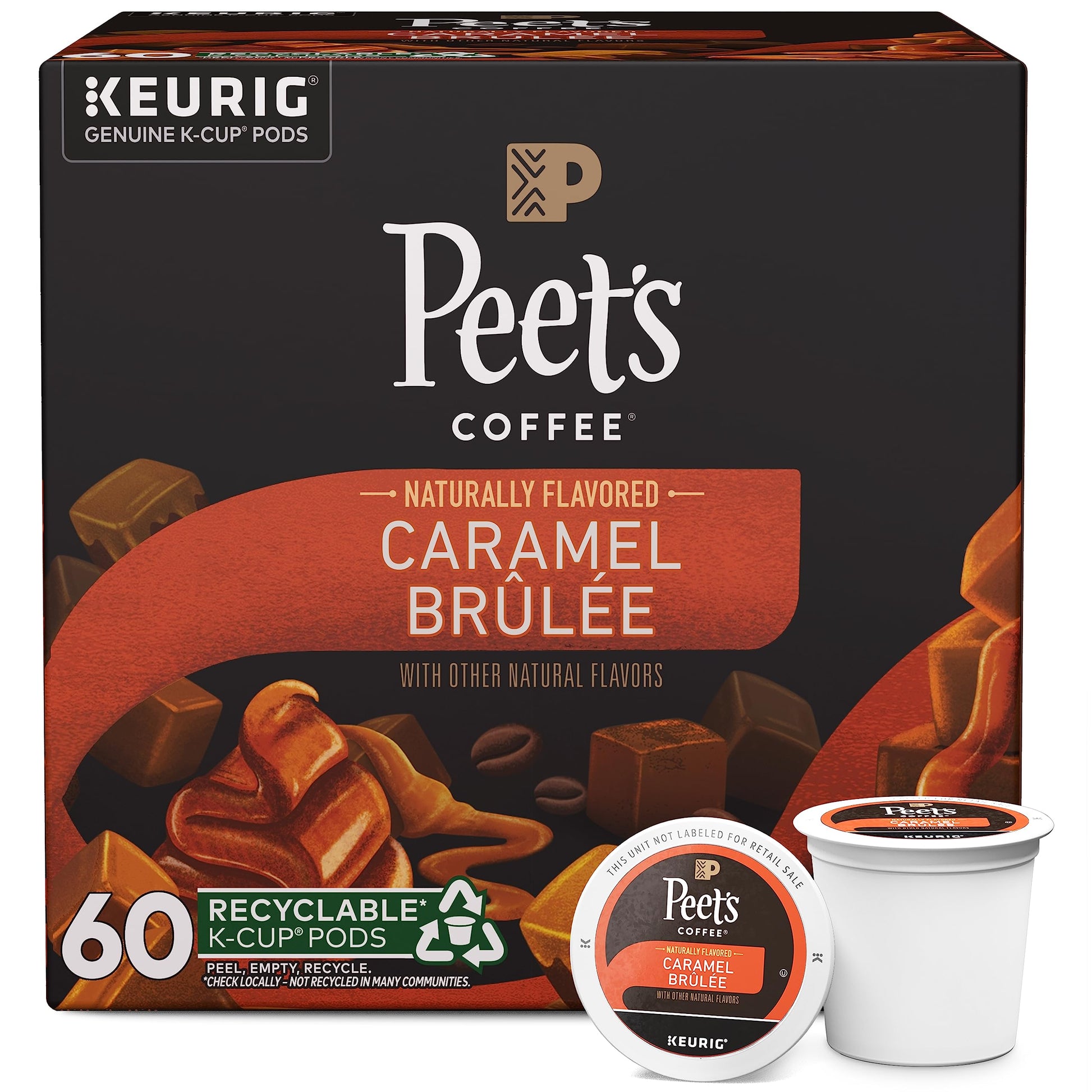 Peet s Coffee, Flavored Light Roast Keurig K-Cup Pods - Caramel Brl  e 60 Count (6 Boxes of 10 K-Cup Pods)
