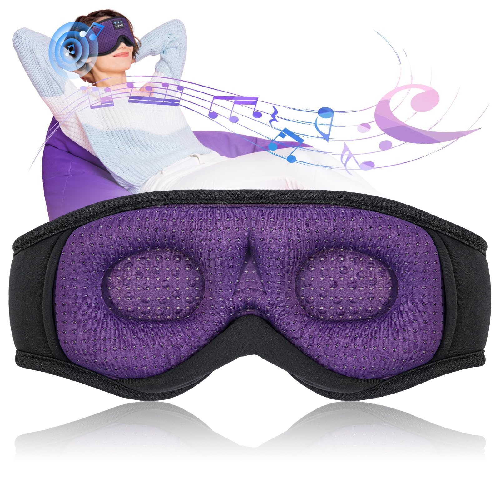 Lc-Dolida Sleep Mask With Bluetooth Headphones Bluetooth Sleep Mask Sleep Headphones,3D Eye Mask For Sleeping Mask Music Sleepin